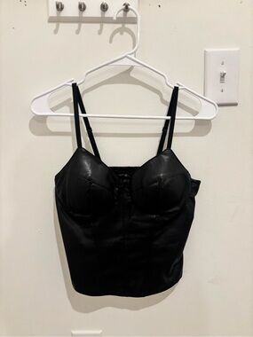 Almost Famous Black Faux Leather Bustier Top